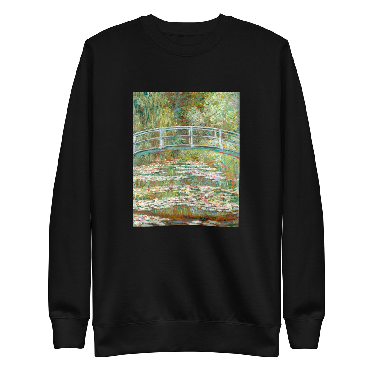 Black Sweater Bridge Over A Pond Of Water Lilies Signature