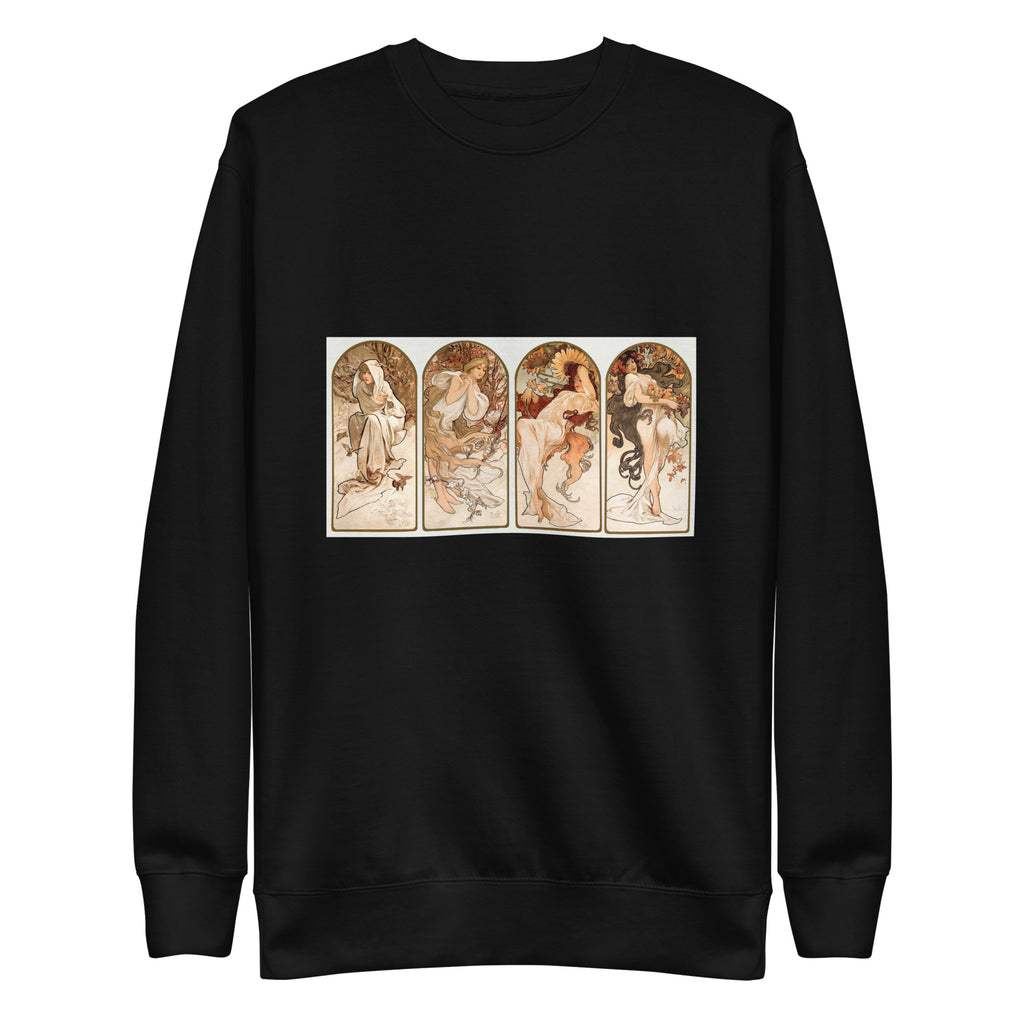 Black Sweater Alphonse Maria Mucha S The Seasons Famous Art Nouveau Artwork Signature