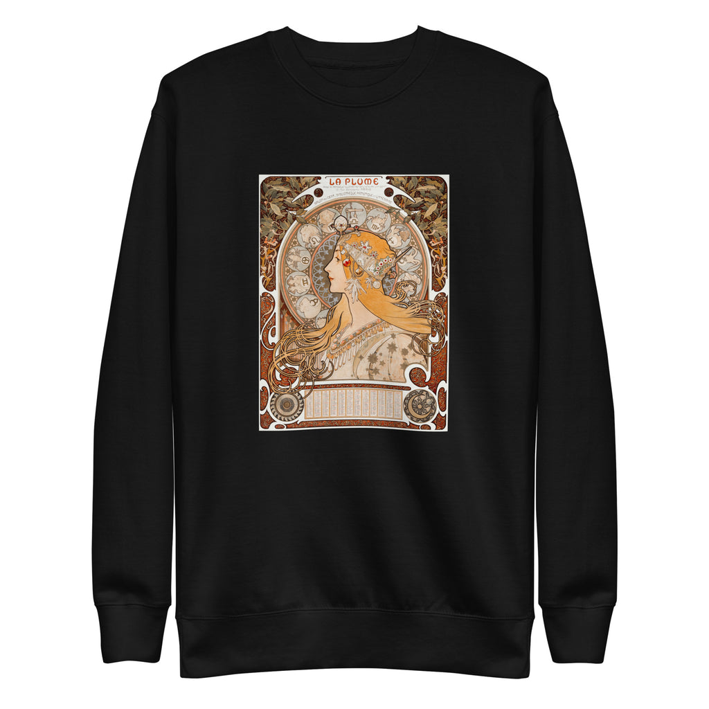 Black Sweater Alphonse Maria Mucha S Zodiaque Or La Plume Famous Art Nouveau Artwork Signature