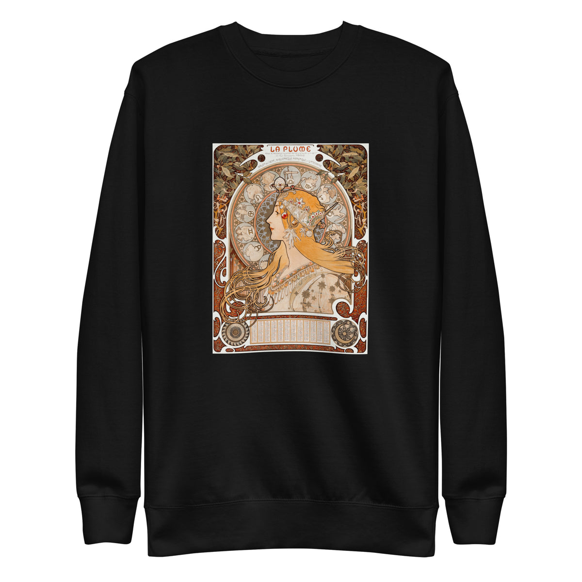 Black Sweater Alphonse Maria Mucha S Zodiaque Or La Plume Famous Art Nouveau Artwork Signature