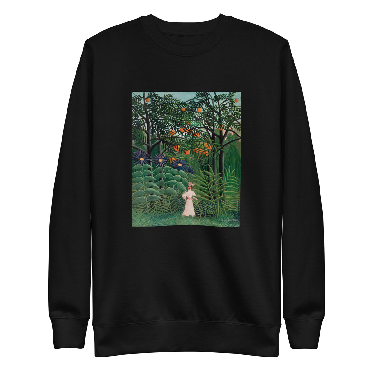 Black Sweater Woman Walking In An Exotic Forest Femme Se Promenant Dans Une Foret Exotique Signature