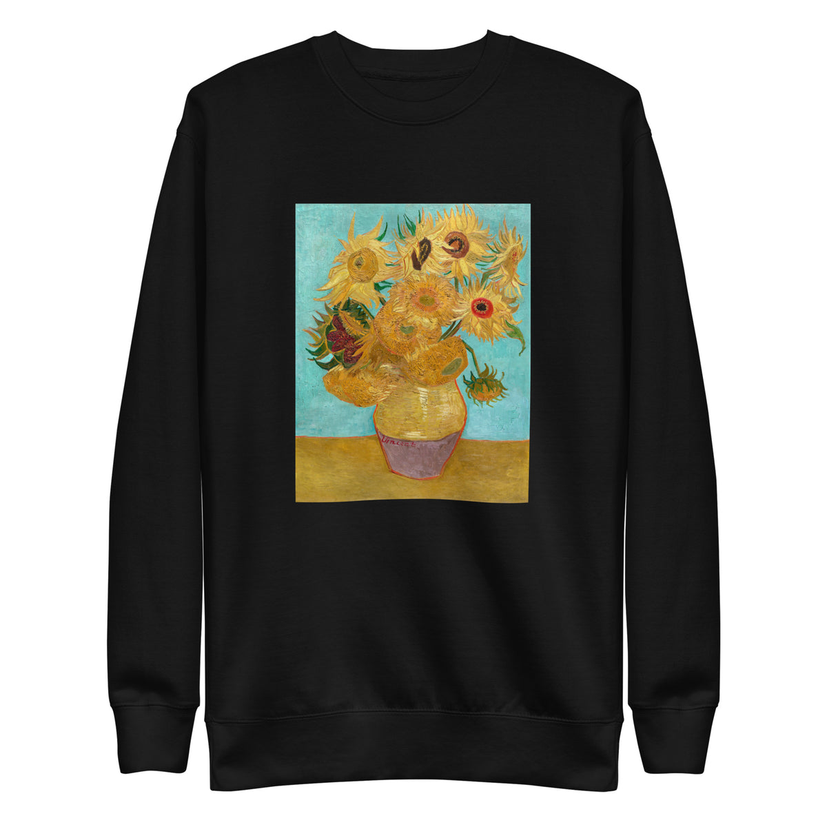 Black Sweater Vincent Van Gogh S Vase With Twelve Sunflowers Famous Painting Signature