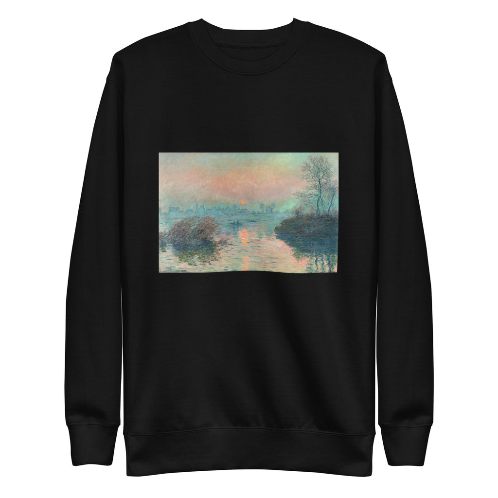 Black Sweater Sun Setting On The Seine At Lavacourt Claude Monet High Resolution Famous Painting Signature