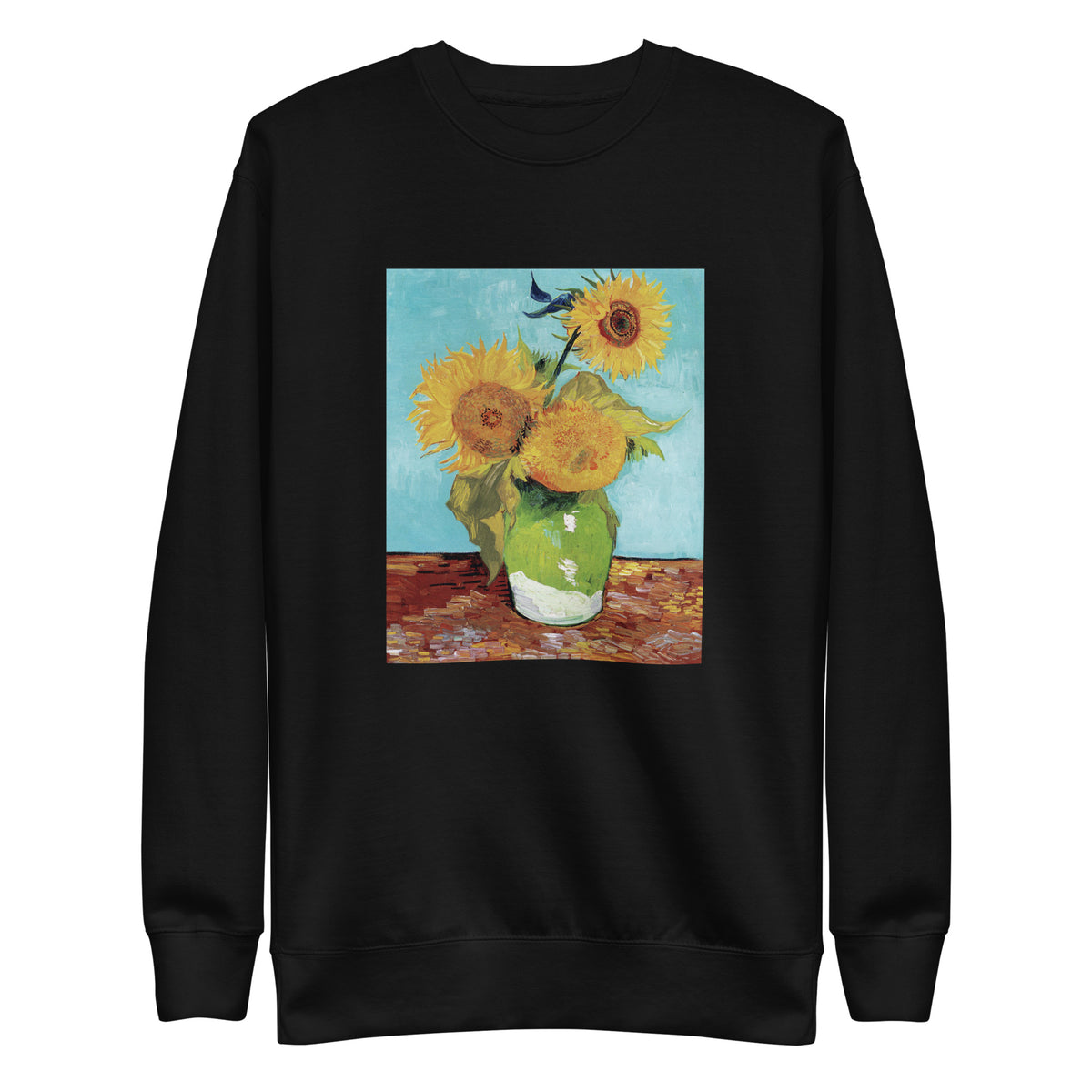 Black Sweater Vincent Van Gogh S Vase With Three Sunflowers Famous Painting Signature