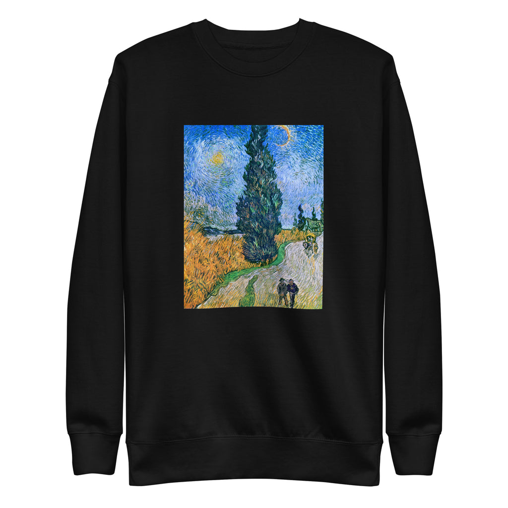Black Sweater Vincent Van Gogh S Road With Cypress And Star Famous Painting Signature