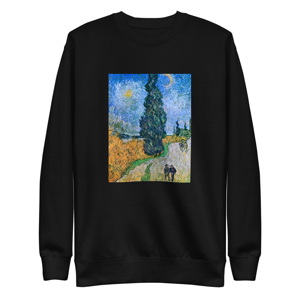 Black Sweater Vincent Van Gogh S Road With Cypress And Star Famous Painting Signature