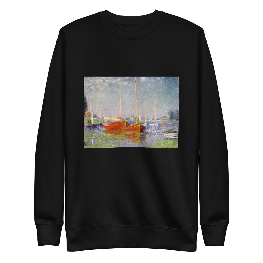 Black Sweater Claude Monet S Red Boats At Argenteuil Famous Painting Signature