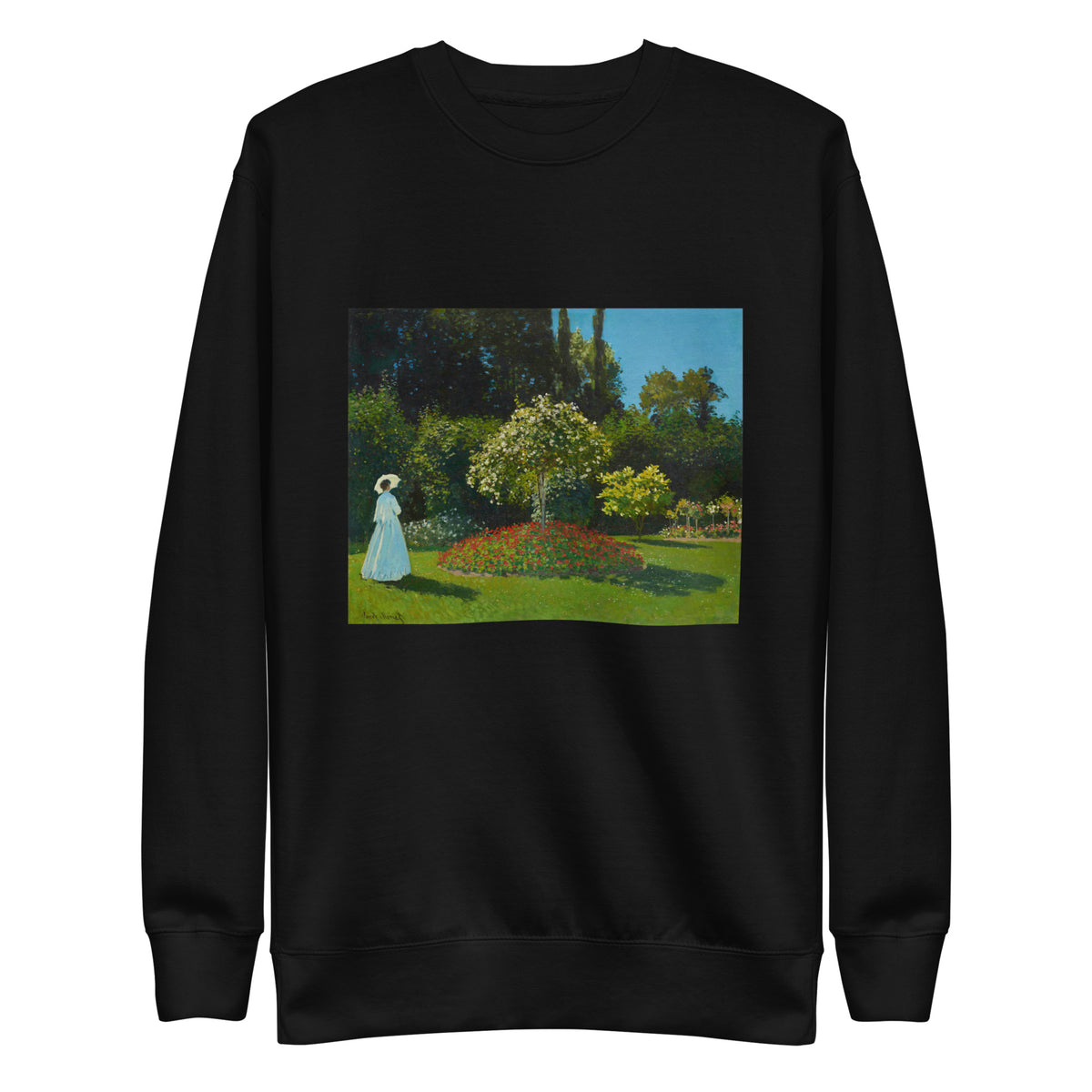 Black Sweater Claude Monet S Lady In The Garden Famous Painting Signature
