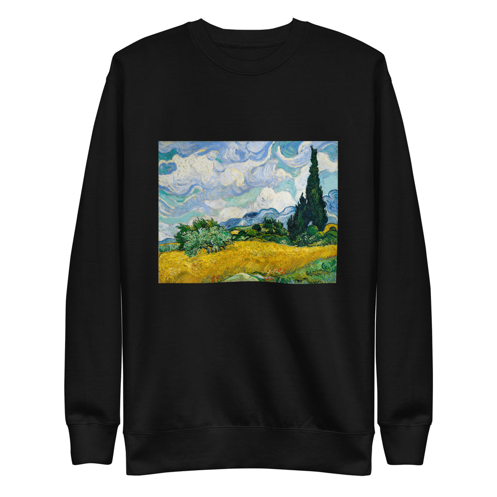Black Sweater Vincent Van Gogh S Wheat Field With Cypresses Famous Painting Signature