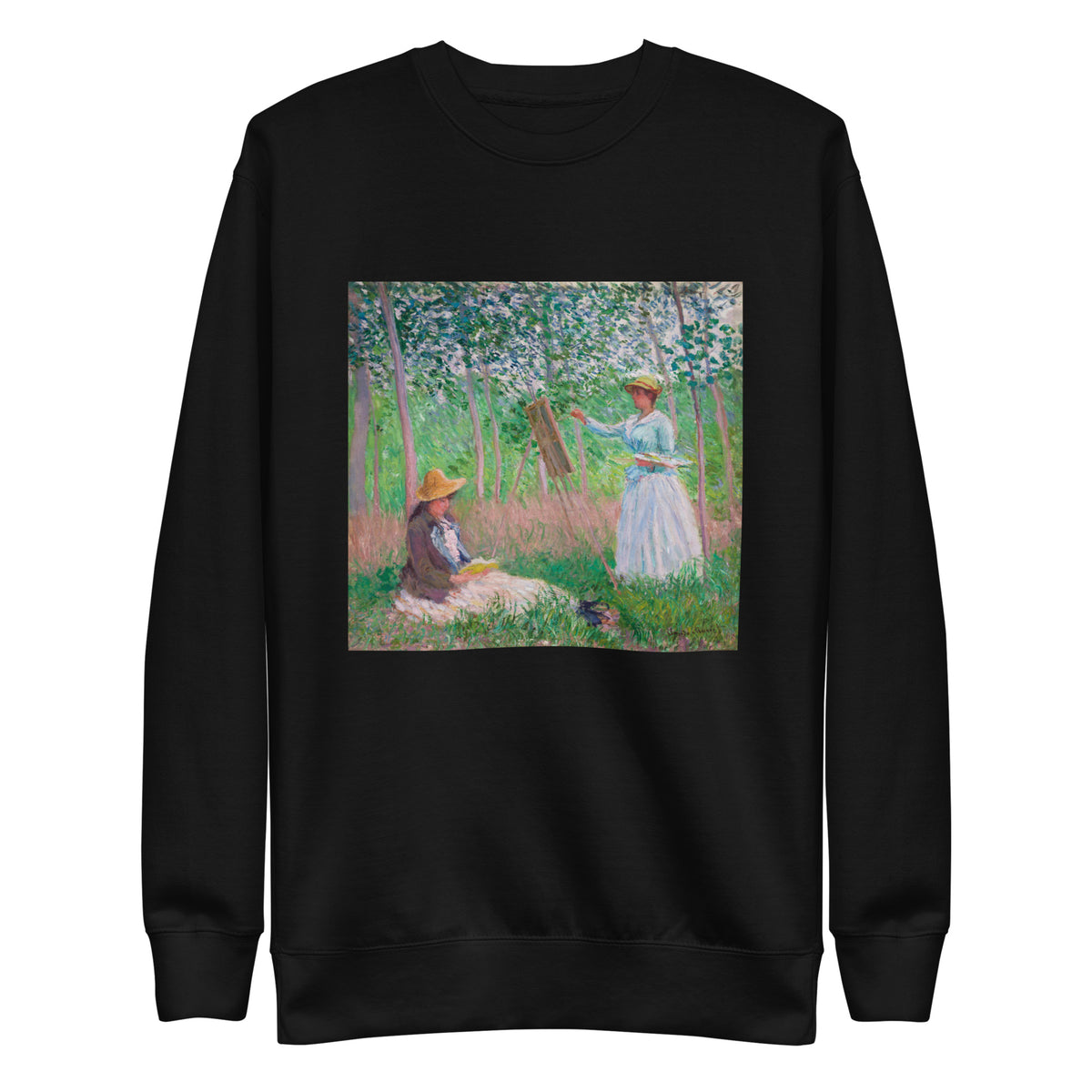 Black Sweater In The Woods At Giverny Blanche Hoschede At Her Easel With Suzanne Hoschede Reading Signature