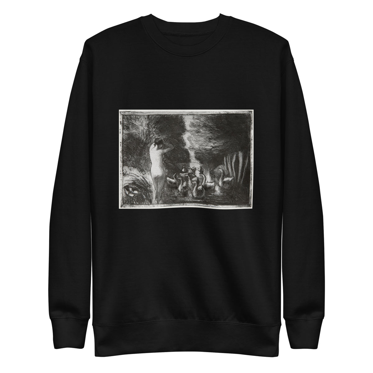 Black Sweater Bather With Geese Signature
