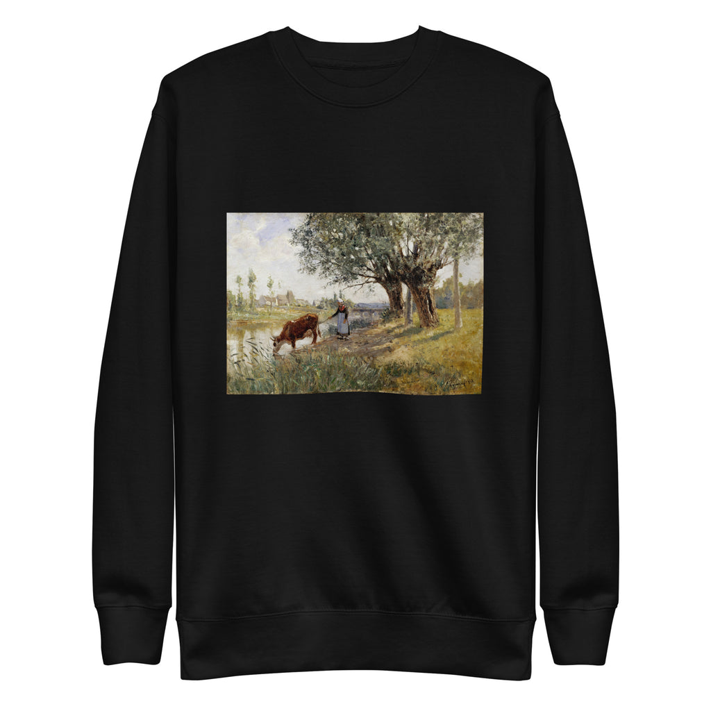 Black Sweater Countryside Near Grez-Sur-Loing Painting In High Resolution Signature