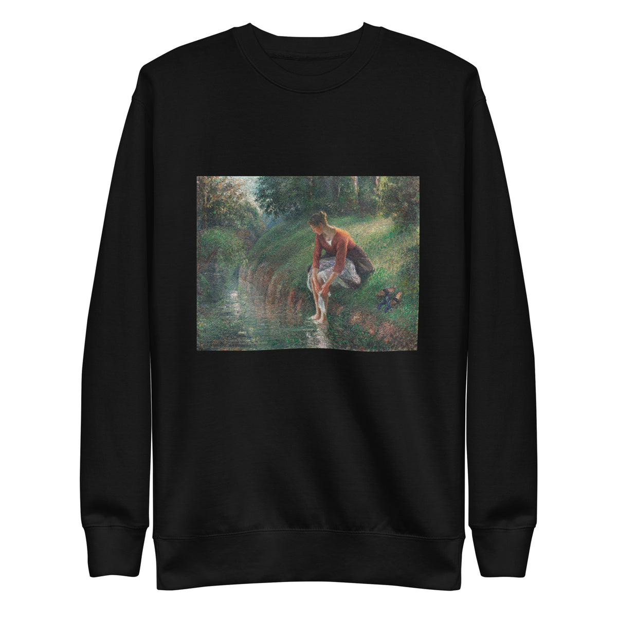 Black Sweater Woman Bathing Her Feet In A Brook Signature