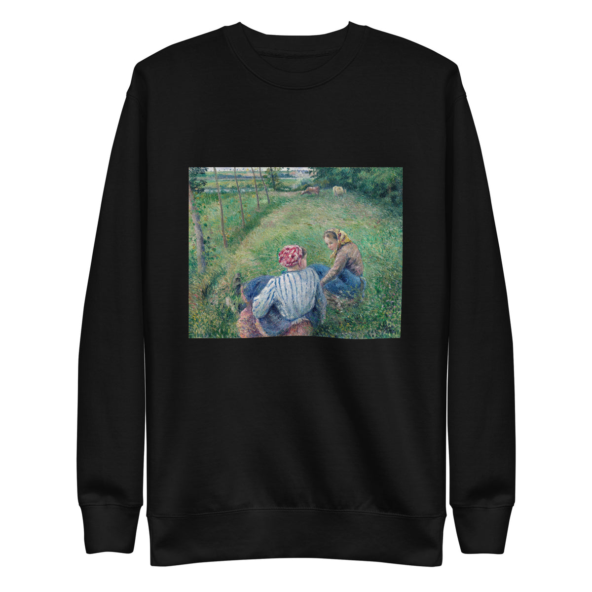 Black Sweater Young Peasant Girls Resting In The Fields Near Pontoise Signature
