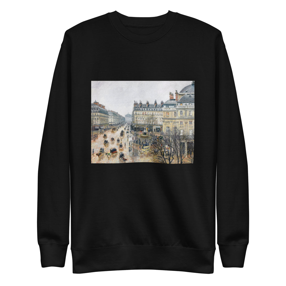 Black Sweater French Theater Square Paris Painting In High Resolution Signature