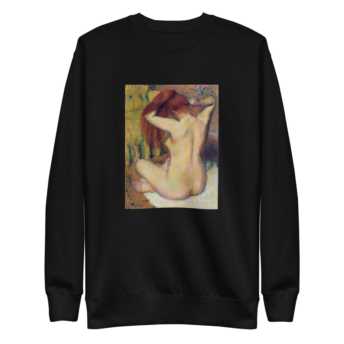 Black Sweater Nude Lady Woman Combing Her Hair Signature