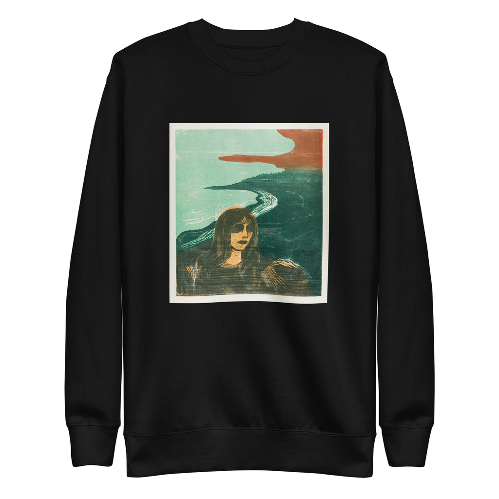 Black Sweater Woman Head Against The Shore Signature