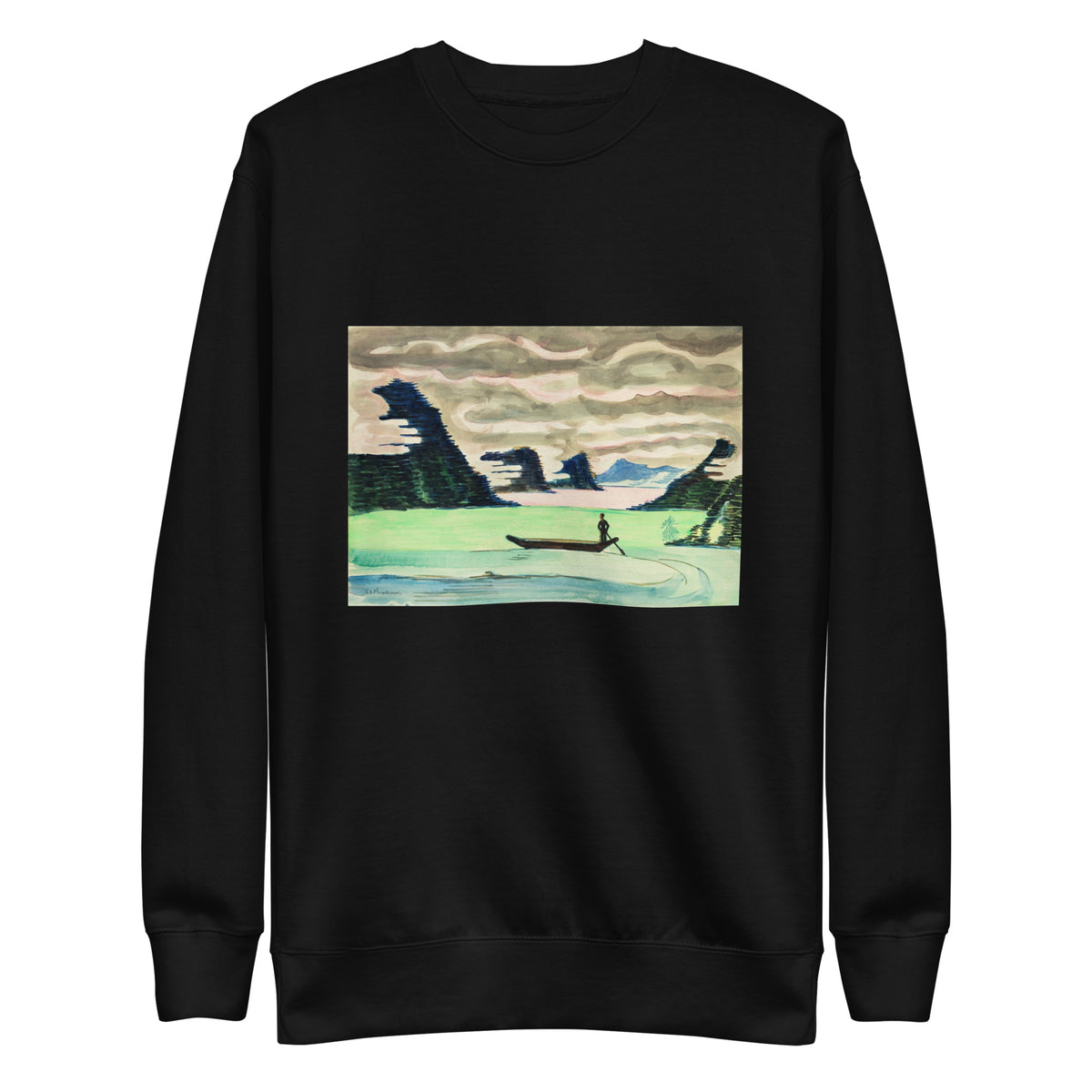 Black Sweater Mountain Lake Signature
