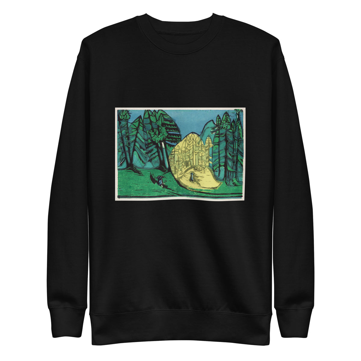Black Sweater Cemetery In The Forest Print Signature