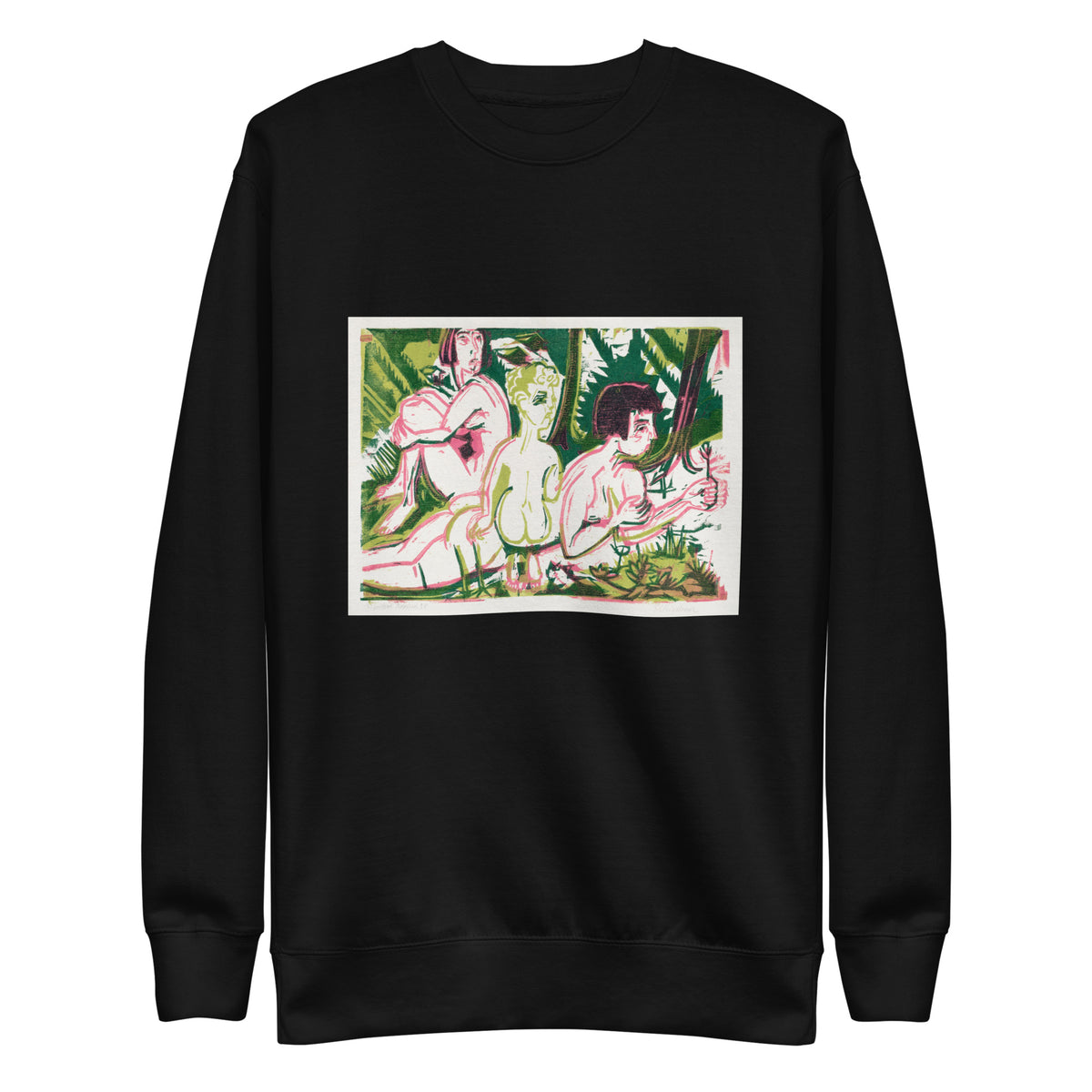 Black Sweater Nude Women With A Child In The Forest Print Signature
