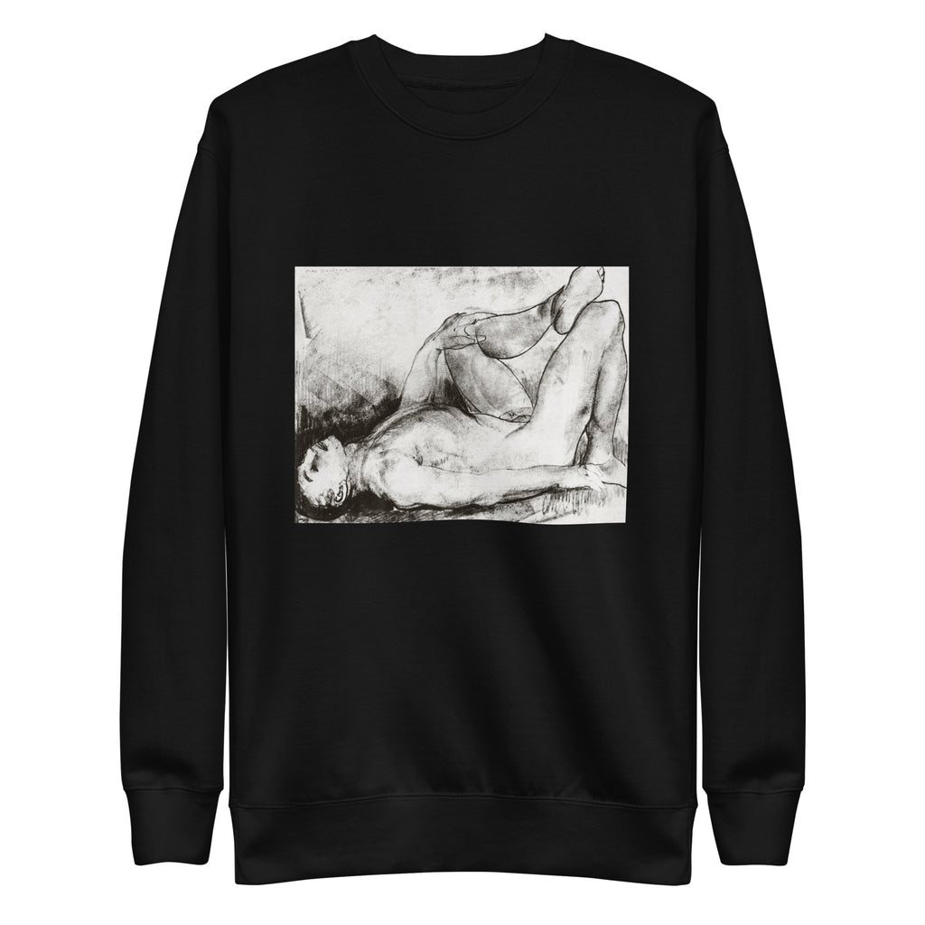 Black Sweater Man On His Back Nude Print Signature