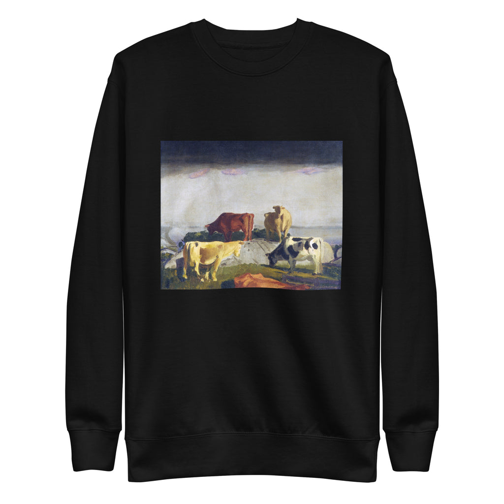 Black Sweater Five Cows Print Signature