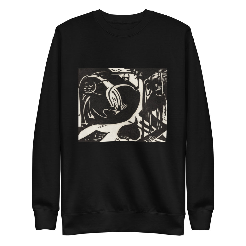 Black Sweater Two Mythical Animals Print Signature