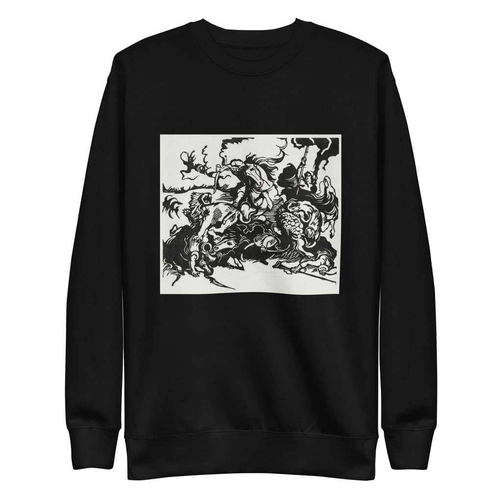 Black Sweater Lion Hunt Print Signature