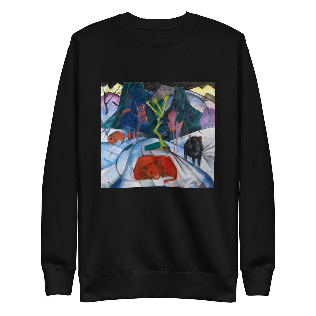 Black Sweater Bison In Winter Red Bison Signature