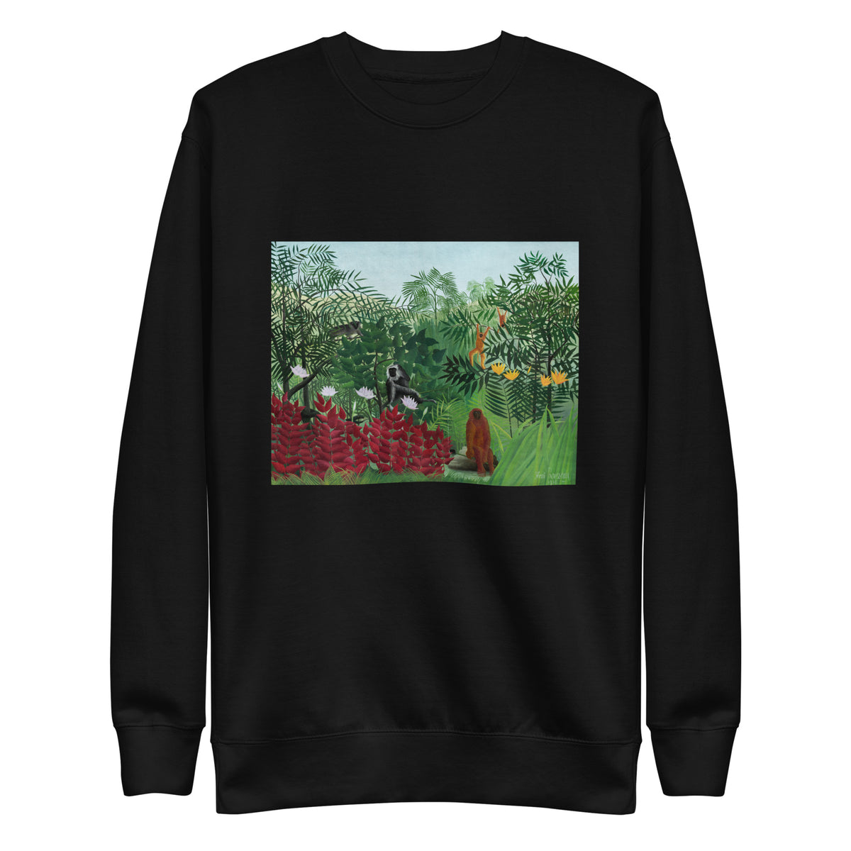 Black Sweater Tropical Forest With Monkeys Signature