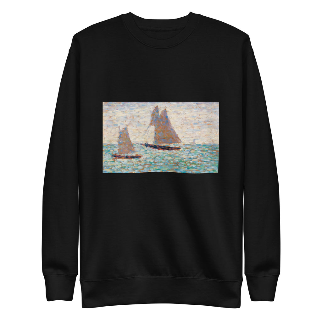Black Sweater Two Sailboats At Grandcamp Deux Voiliers A Grandcamp Signature