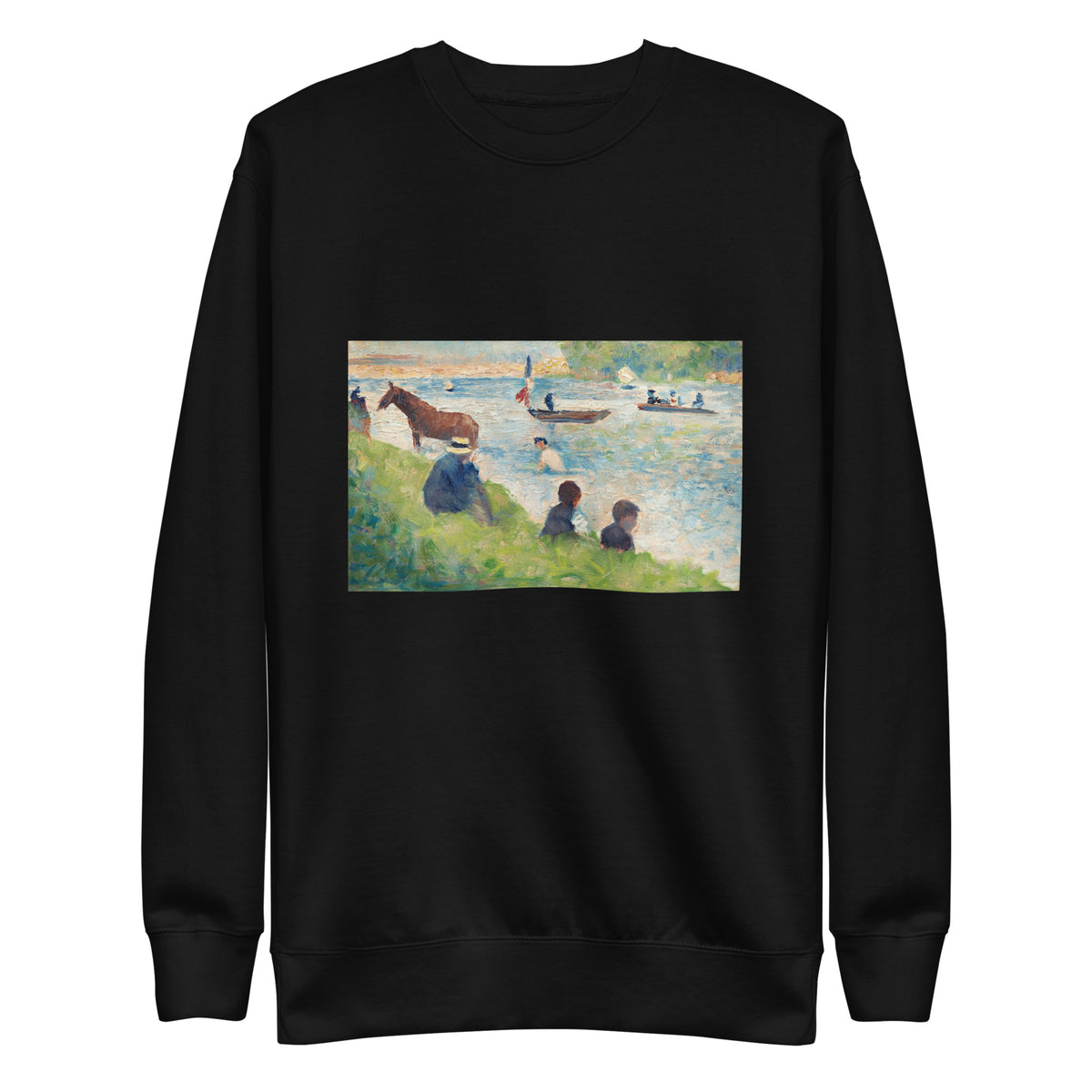 Black Sweater Horse And Boats Study For Bathers At Asnieres Signature