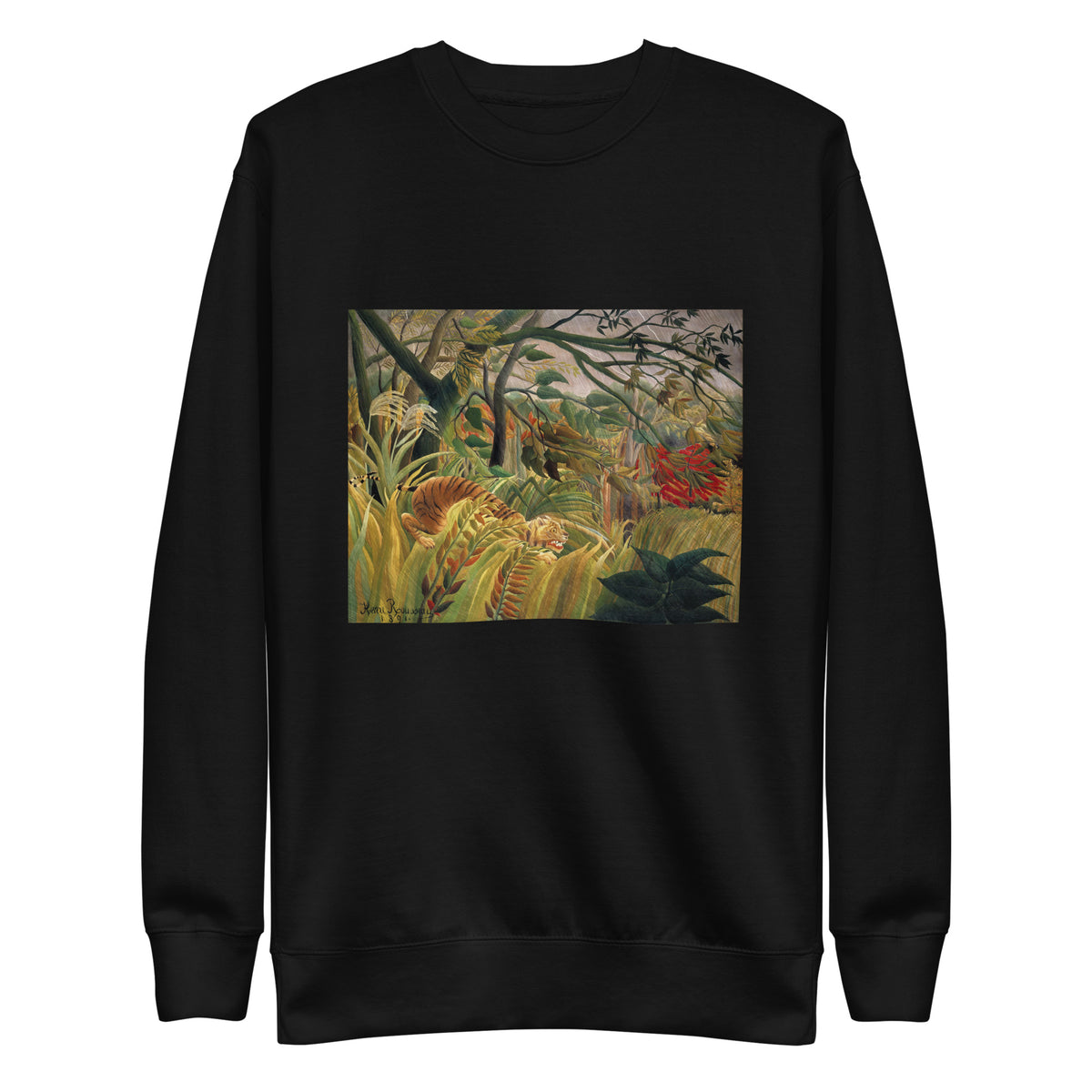 Black Sweater Henri Rousseau Tiger In A Tropical Storm Famous Painting Signature