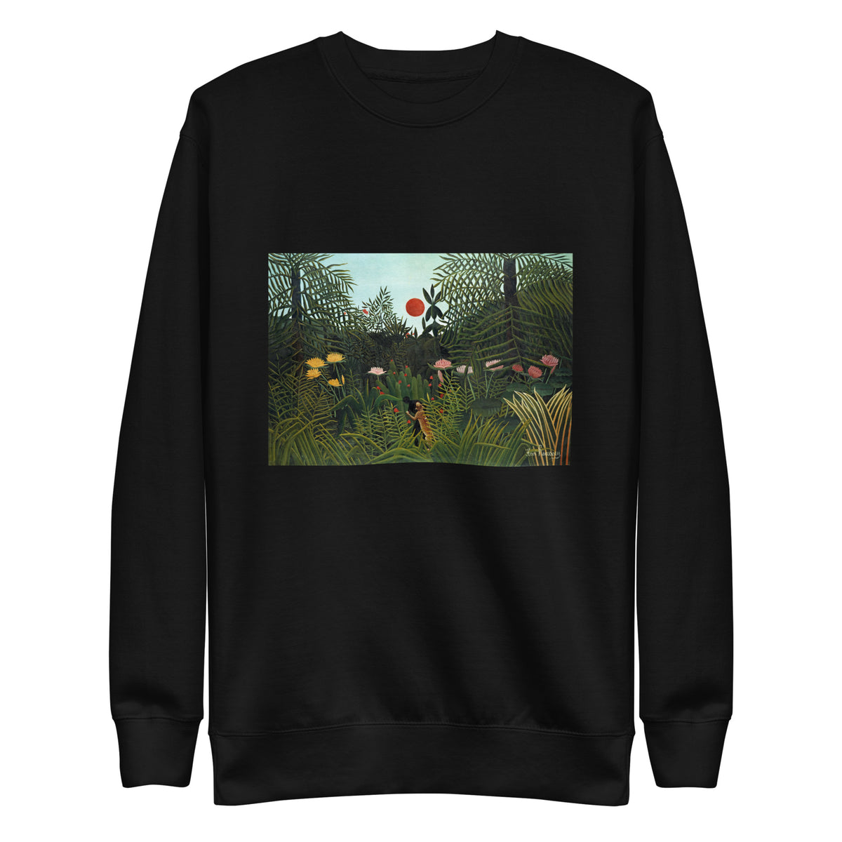 Black Sweater Henri Rousseau Virgin Forest With Sunset Famous Painting Signature