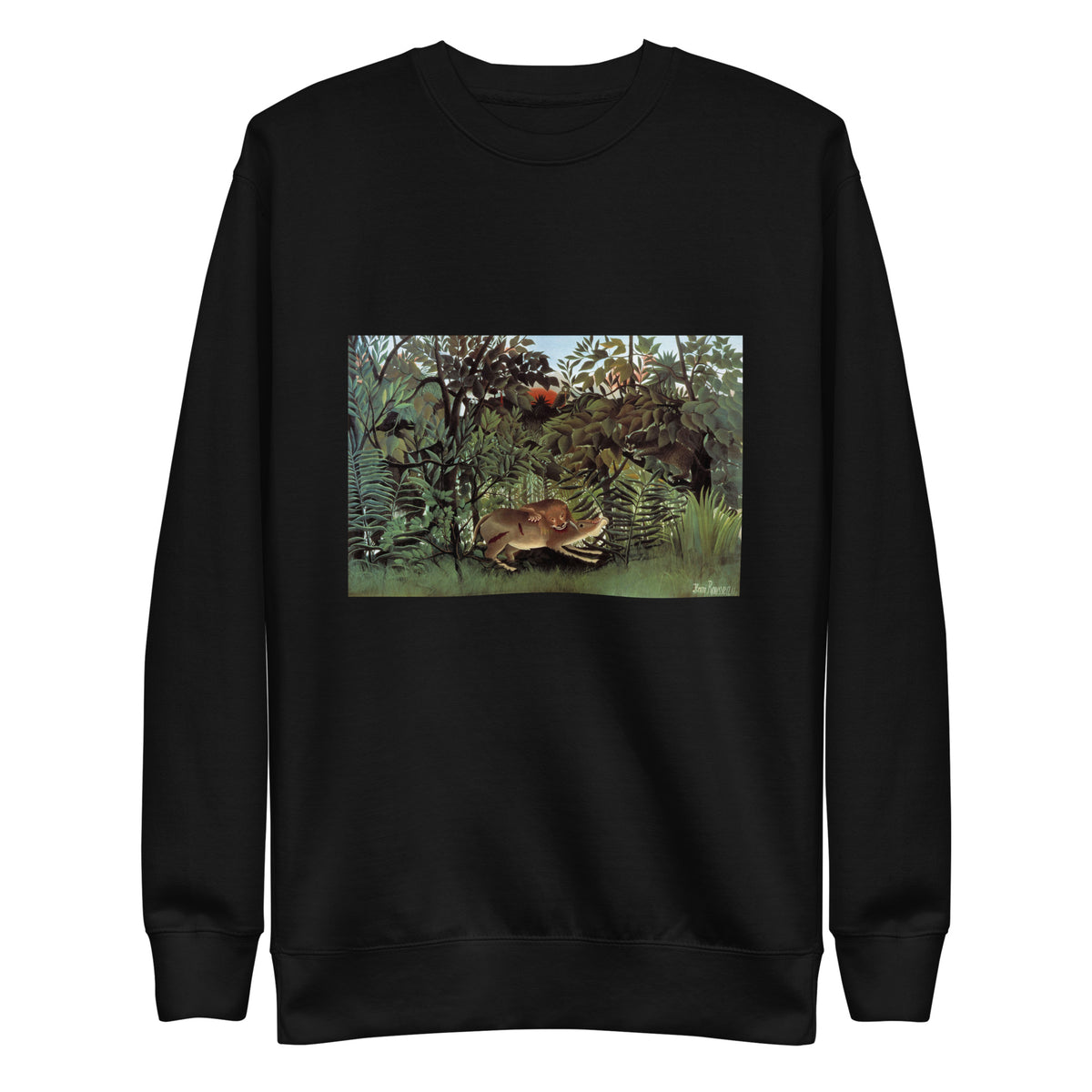 Black Sweater Henri Rousseau The Hungry Lion Throws Itself On The Antelope Famous Painting Signature