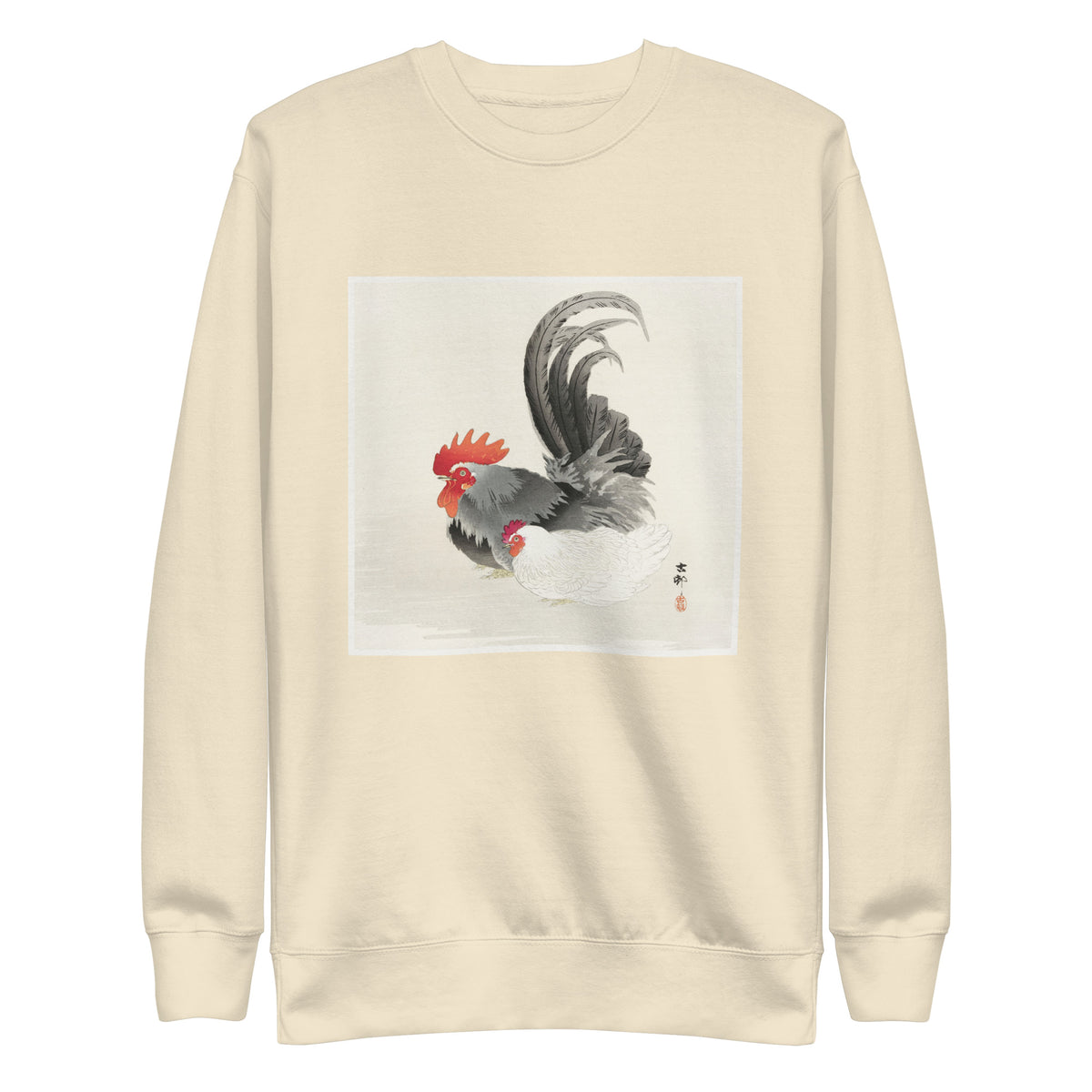 Sweater Chicken And Cock - Ohara Koson 1900 Signature