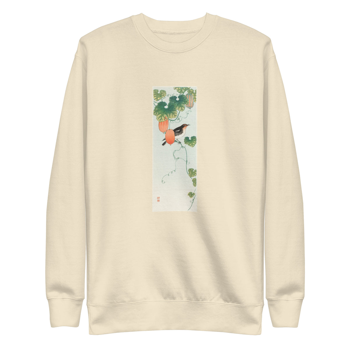 Sweater Songbird In Cucumber Plant - Ohara Koson 1925 Signature