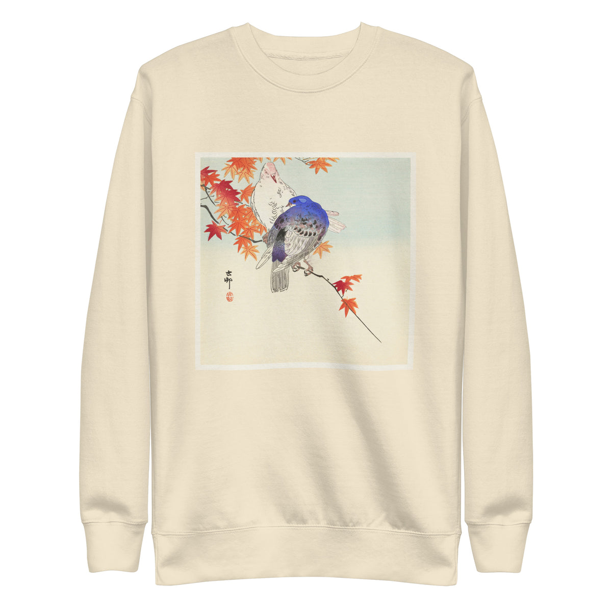 Sweater Two Pigeons On Autumn Branch - Ohara Koson 1900 Signature