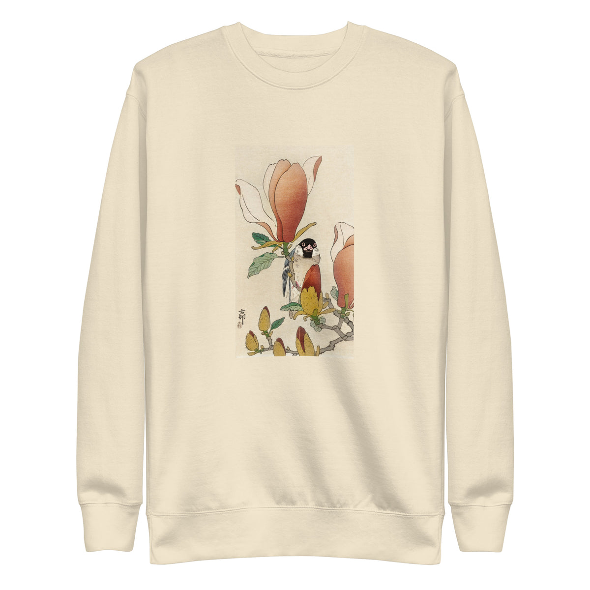 Sweater Sparrow On Blooming Magnolia Branch - Ohara Koson 1900 Signature