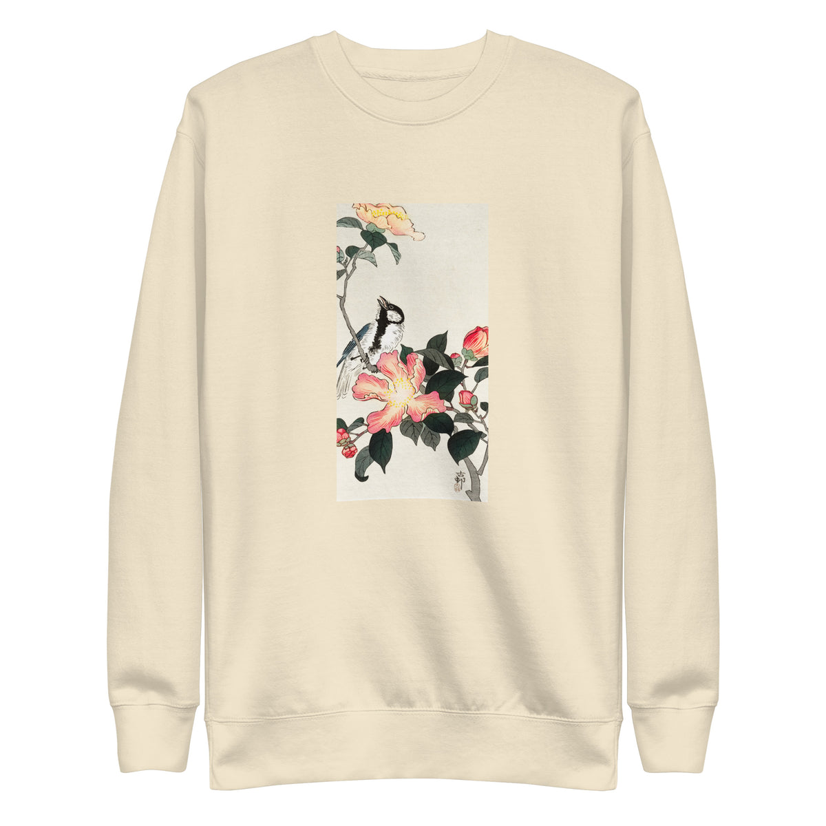 Sweater Great Tit On Branch With Pink Flowers - Ohara Koson 1900 Signature
