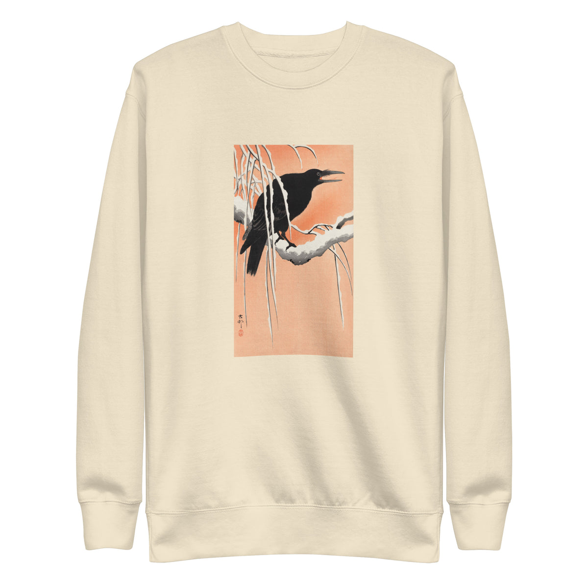 Sweater Crow On Snowy Branch - Ohara Koson 1900 Signature