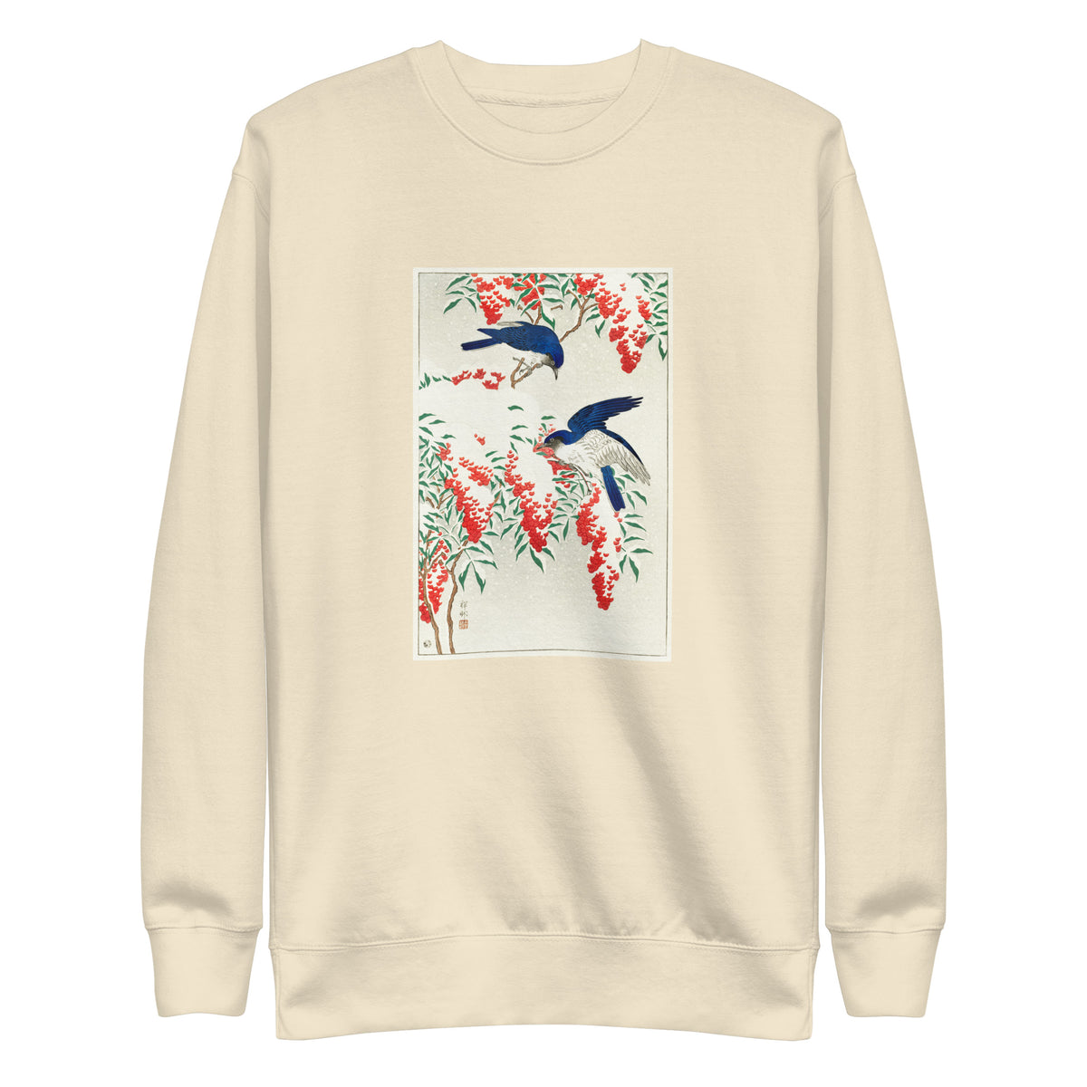 Sweater Flycatchers On A Nandina Bush - Ohara Koson 1925 Signature