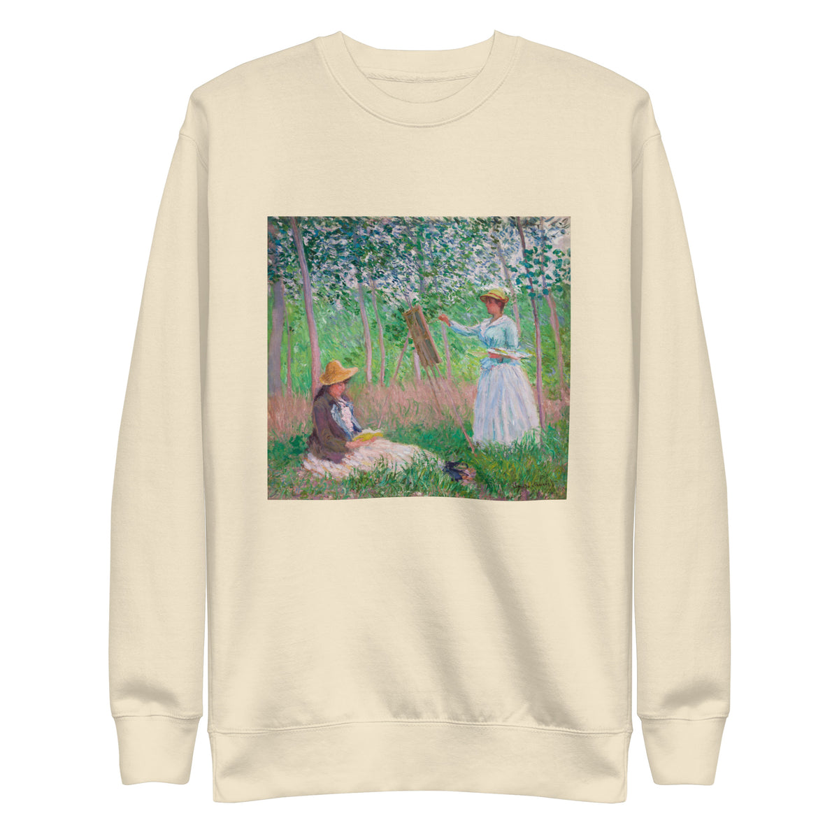 Sweater In The Woods At Giverny Blanche Hoschede At Her Easel With Suzanne Hoschede Reading Signature
