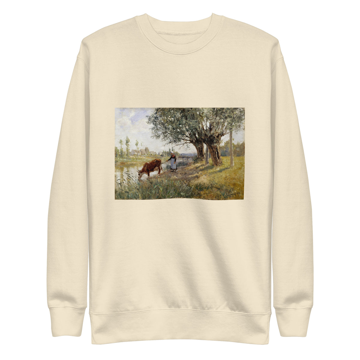 Sweater Countryside Near Grez-Sur-Loing Painting In High Resolution Signature