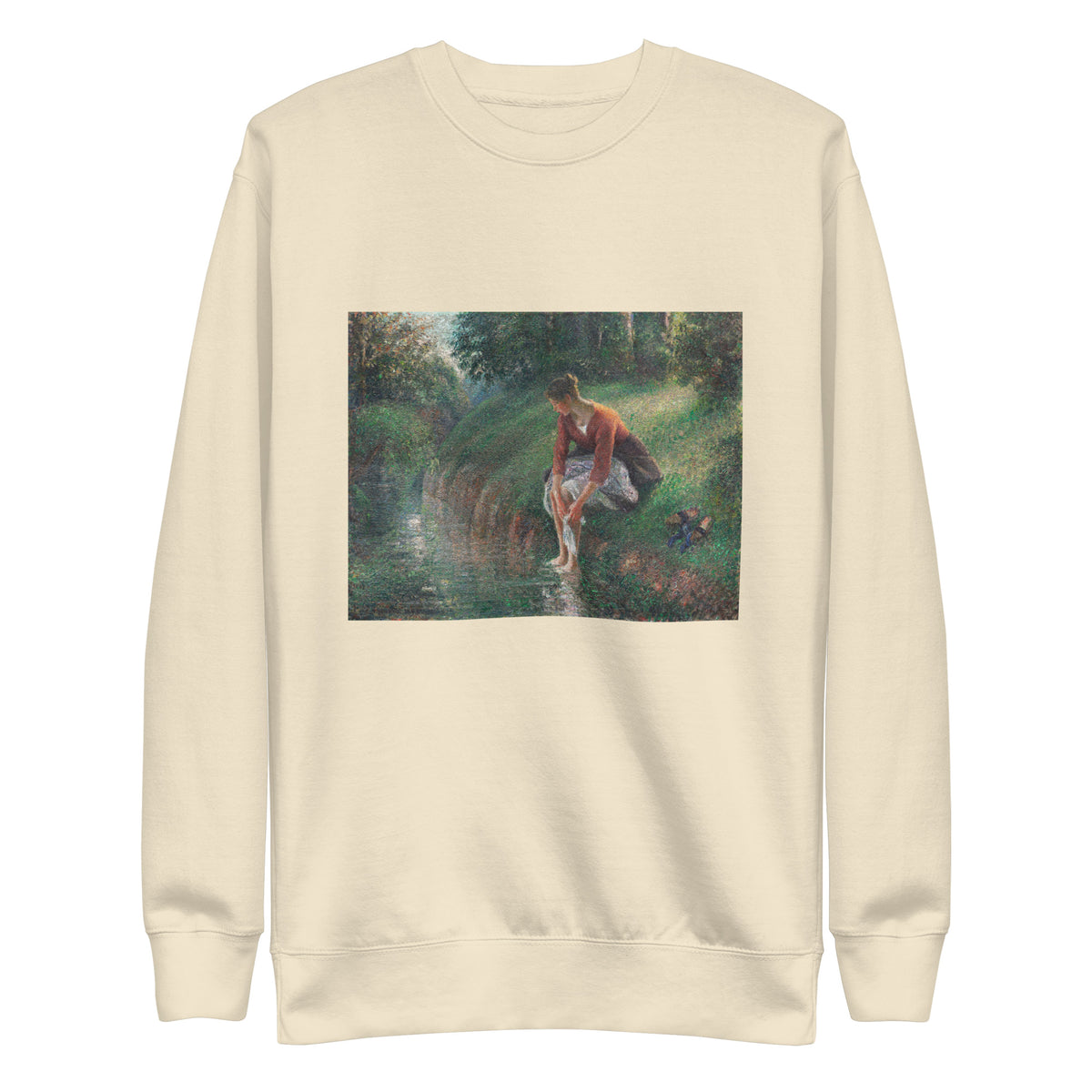 Sweater Woman Bathing Her Feet In A Brook Signature