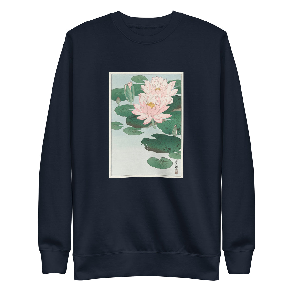 Navy Sweater Water Lily - Ohara Koson 1920 Signature