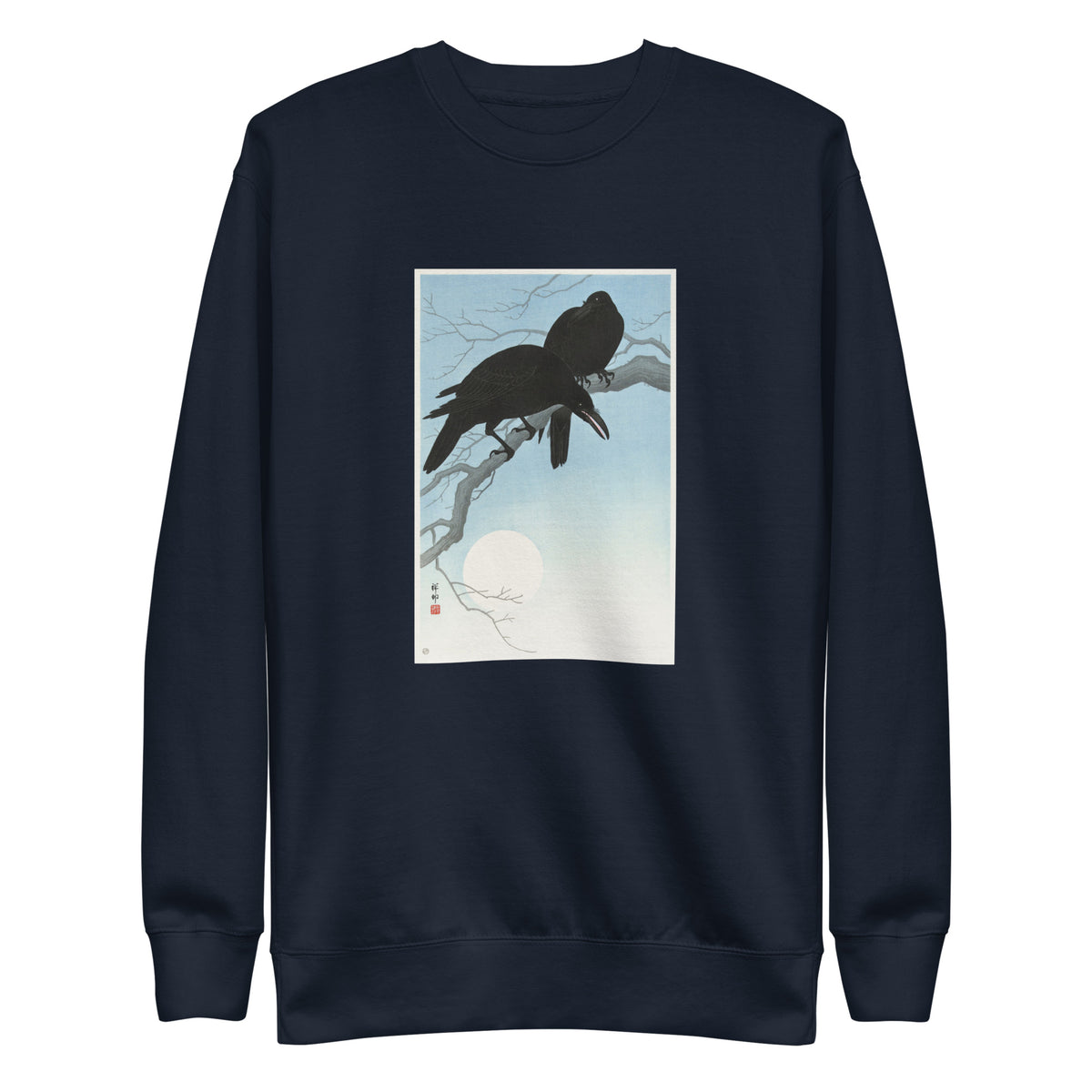 Navy Sweater Two Crows On A Branch - Ohara Koson 1927 Signature