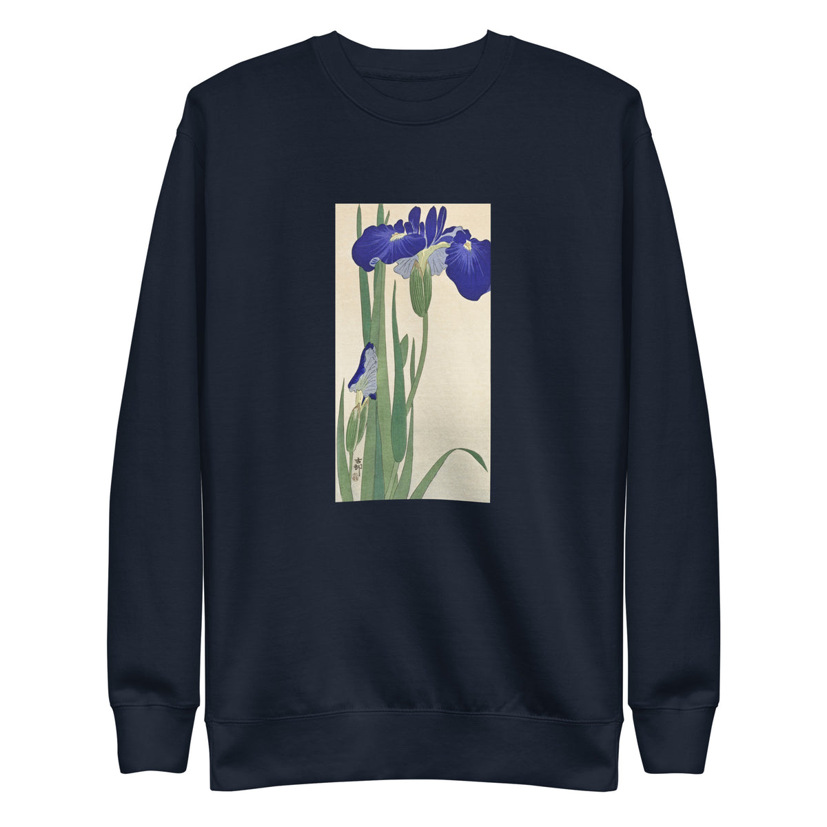 Navy Sweater Blue Irises - Ohara Koson 1900 Signature