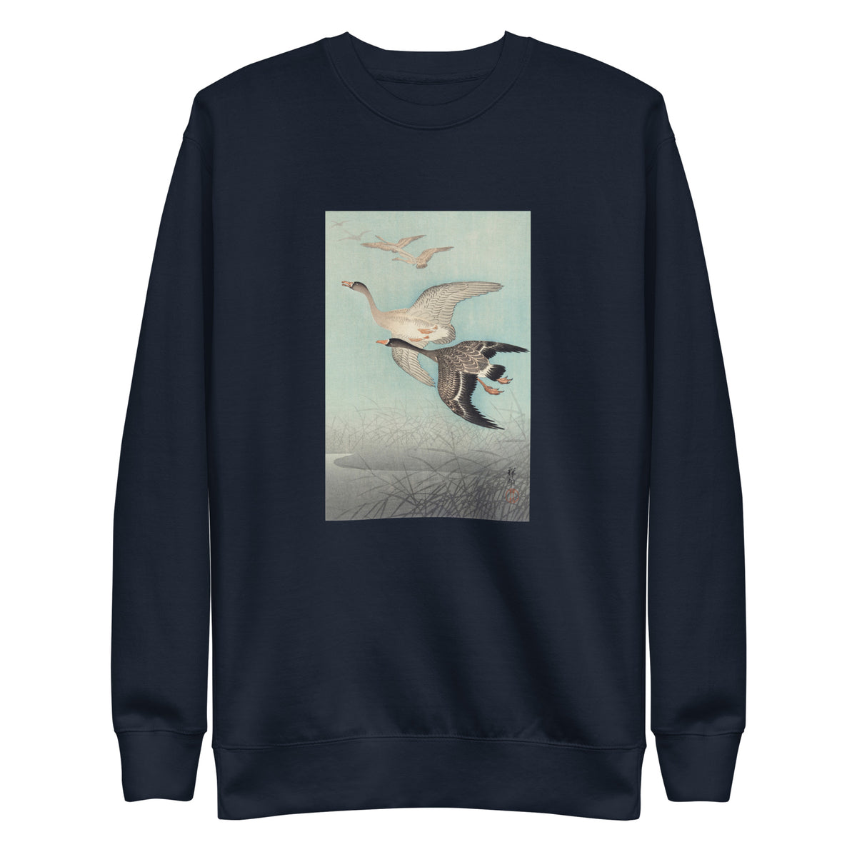 Navy Sweater Great Geese In Flight - Ohara Koson 1925 Signature