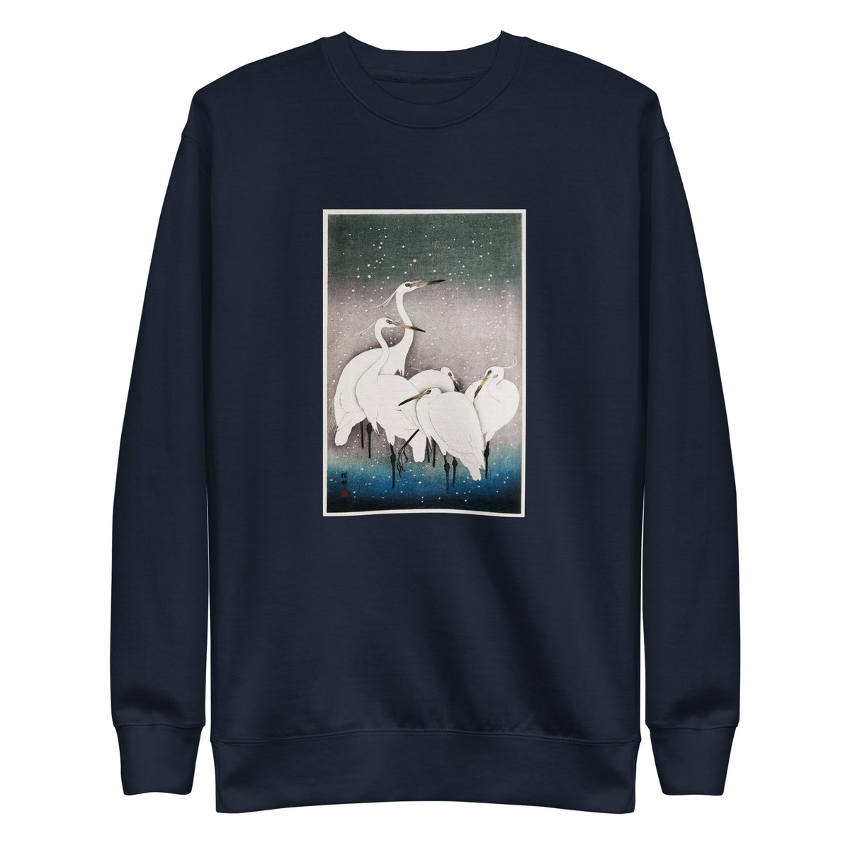 Navy Sweater Group Of Egrets - Ohara Koson 1925 Signature